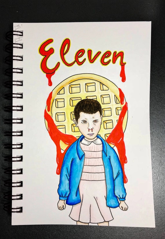 Stranger Things Eleven With Eggo Waffle And Blood Drips Etsy