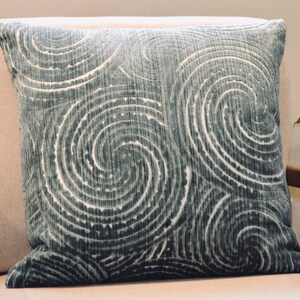 20”x20” Barbara Barry Kravet Couture Celestial in Yangtze Indochine Collection Mid-Century Modern Velvet Pillow Cover