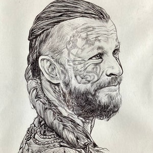 Harald Belle Chevelure, Vikings (original) - Portrait A4 in pen