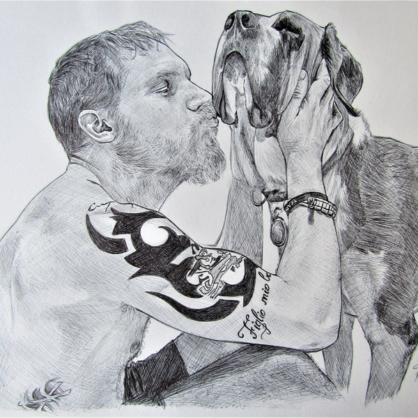 Tom Hardy (original) - Portrait A4 au stylo