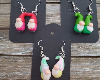 Clay Gnome Dangle Earrings: Handmade Holiday Jewelry
