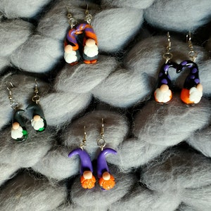 Gnome Earring - Gnome Earring halloween - Halloween earrings - Gnome Earrings for Her - Earing Dangles - Clay Earring Dangles - Halloween