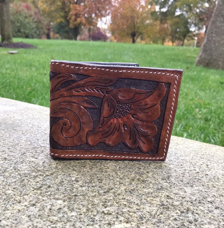 Hand Tooled Leather Wallet - Etsy