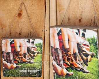 Wood Pallet Photo Transfer ©Krystle VanRoboys Photographer, Girls Boots, Country Girls, Photo Transfer on Wood, Wood Photo, Gift for Her