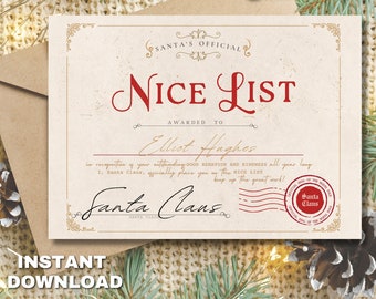 Nice List *EDITABLE* Old Fashioned Nice List Edit On Canva Santas Nice List