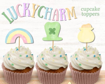 Lucky charms cupcake toppers, St Patricks Day Cake Toppers, Lucky Charms Marshmallow toppers