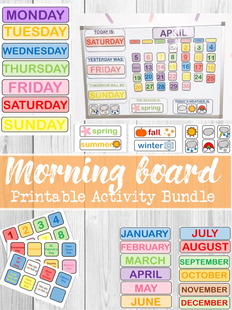 Morning Board Printable Activity Book And Preschool Busy Book Etsy