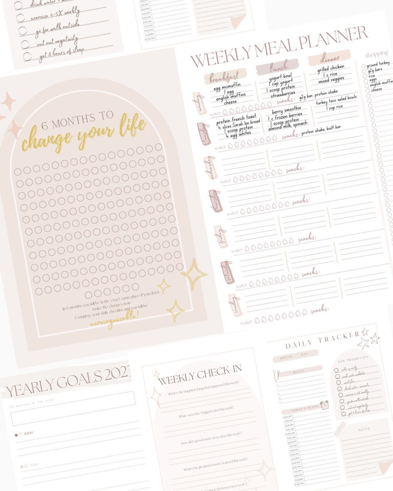 6 Months To Change Your LIFE Accountability Tracker, worksheets, workouts, macro friendly meals, Podcasts, Books, links to favorites image 3