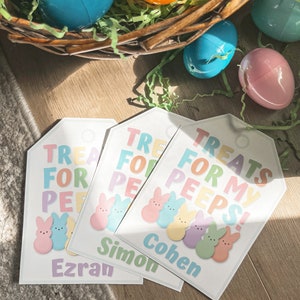 Easter Basket Name Tag, Peeps Name Tag For Easter, Treats For My Peeps Tag, Editable Name Tag For Easter