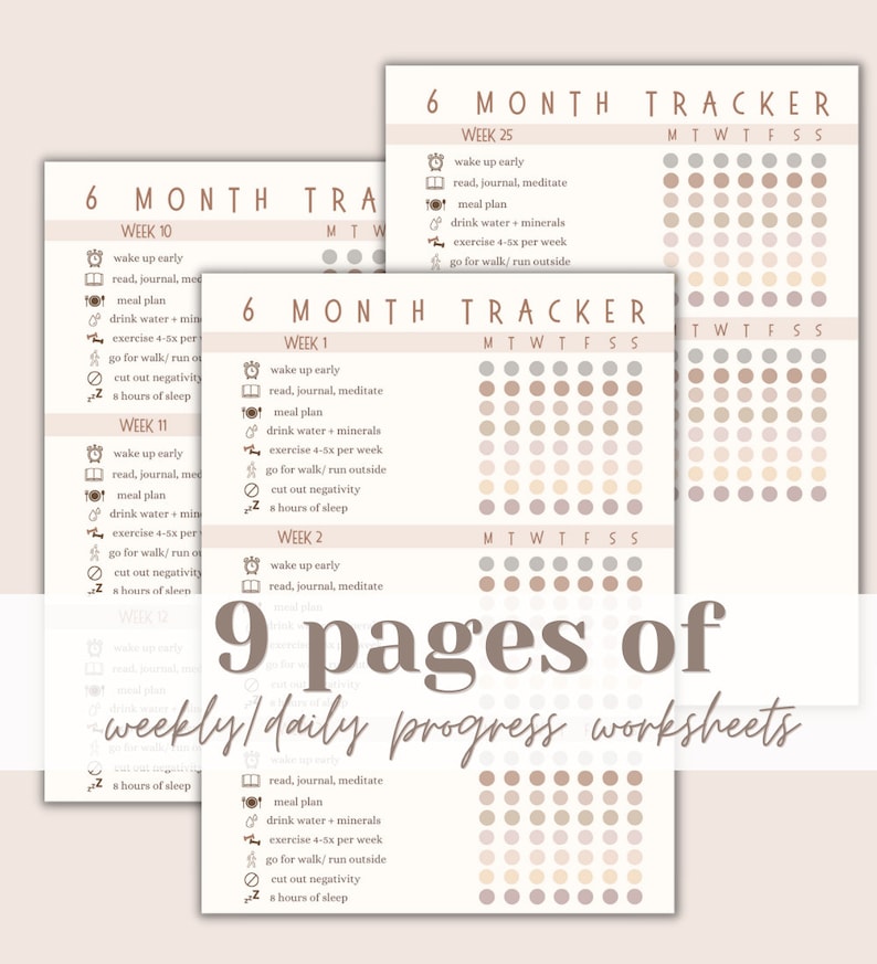 6 Months To Change Your LIFE Accountability Tracker, worksheets, workouts, macro friendly meals, Podcasts, Books, links to favorites image 7