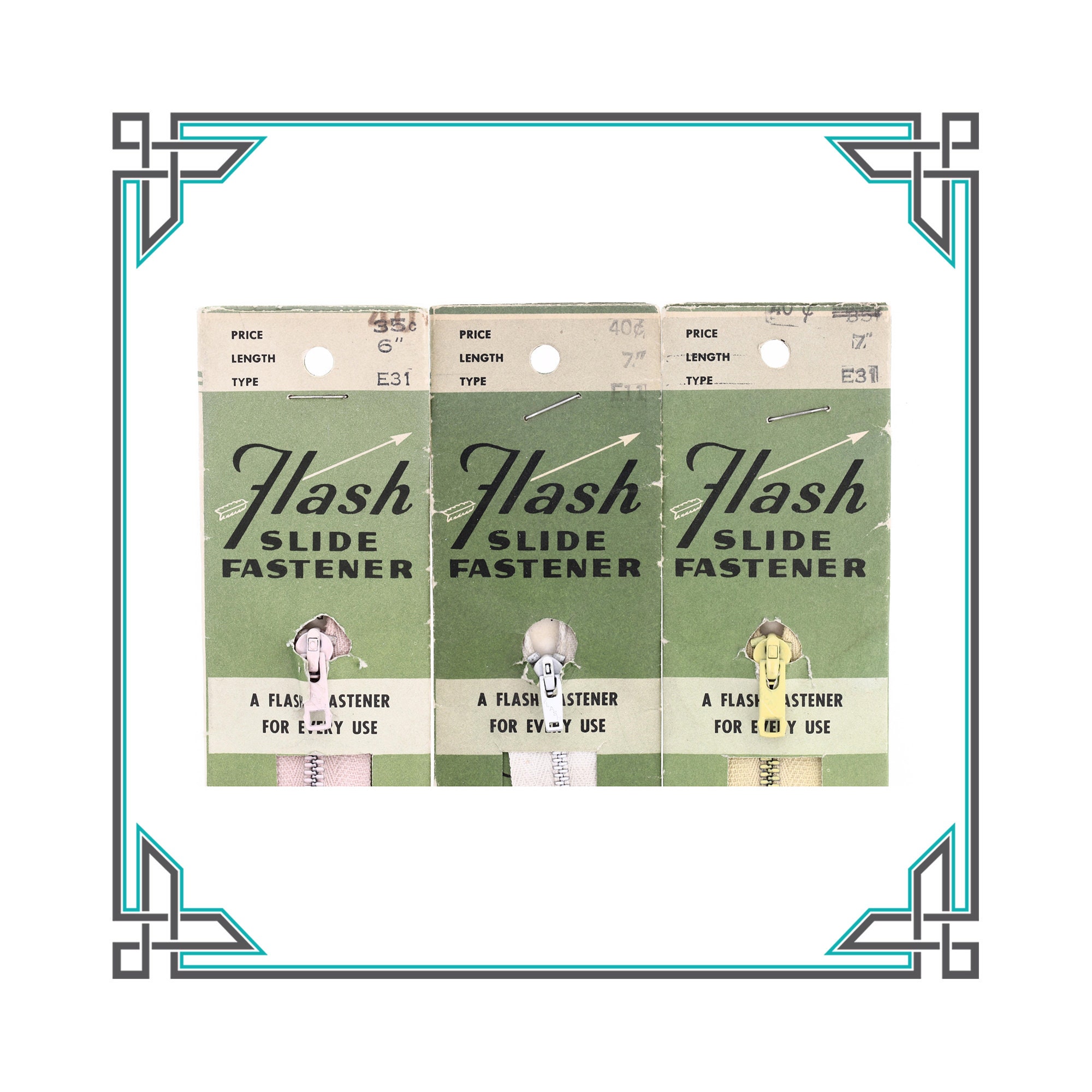 Flash Fasteners Zippers | Vintage Zippers | Vintage Metal Zippers - Etsy