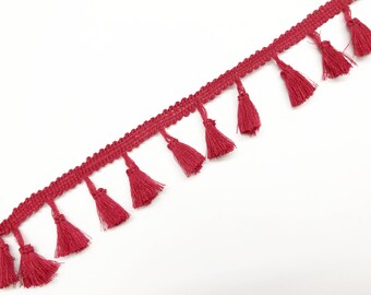 RED 1 METRE FRINGE TASSEL TRIM 10CM WIDE AVAILABLE IN 17 COLOURS
