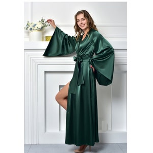 Emerald green silk dressing gown cheap