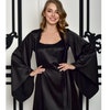 Long Sheer Boudoir Robe Navy Blue Wedding Kimono Floor Length Lace ...