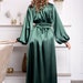Long Green Satin Kimono Robe Maxi Boudoir Robe Women Bridal Dressing ...