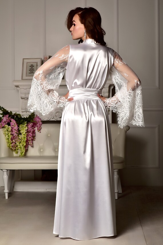 Abito da sposa lungo in pizzo Kimono da sposa Accappatoio da | Etsy Italia