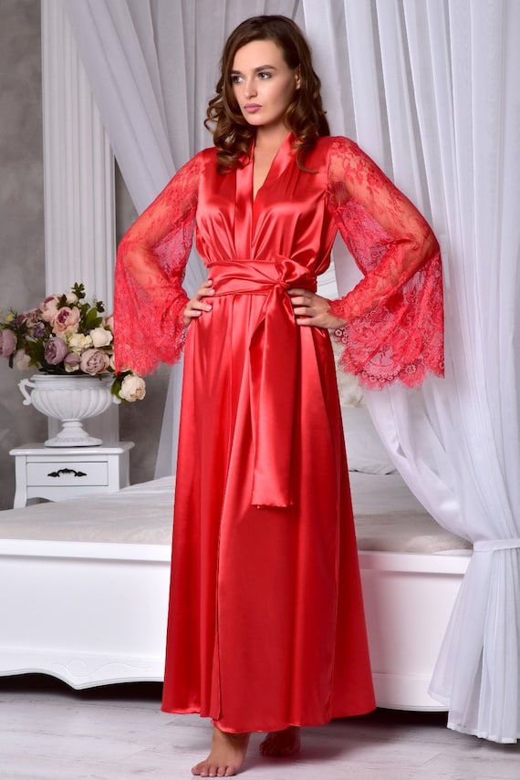 red lace dressing gown