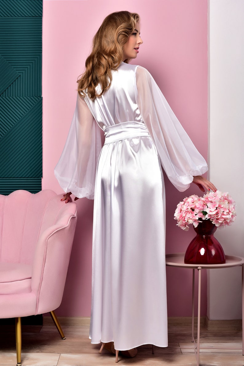 Bridal Kimono Robe Bride Boudoir Robe Wedding Day Long Satin Robe ...