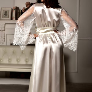 2-3 Days Delivery in US Long Bridal Robes Sizes From XS to XXL Ivory ...