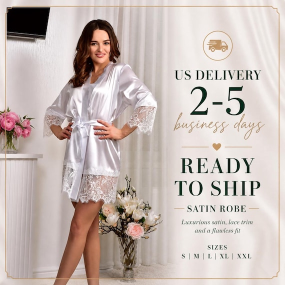 lace satin dressing gown Camille Silk Lace Robe