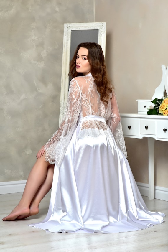 satin lace dressing gown