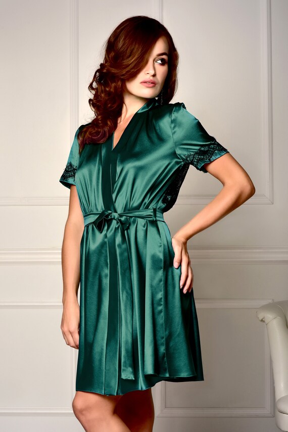 green satin robe