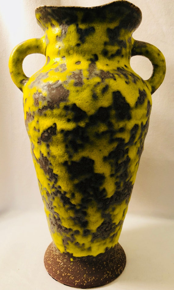 Mid Century Haeger Alrun Guest Yellow Peel Large Floor Vase Rare