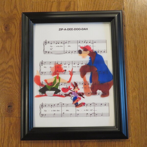 Disney Splash Mountain "Zip-A-Dee-Doo-Dah" Airbrushed Silhouette Music Sheet Art