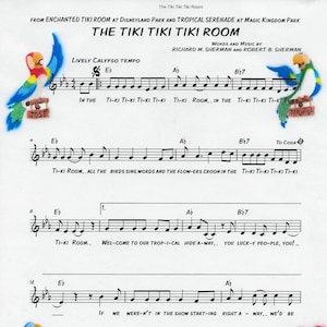 Tiki Room Inspired Airbrushed Silhouette Music Sheet Digital Art