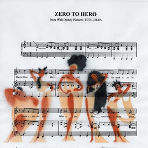 Hercules &quot;Zero To Hero&quot; Airbrushed Silhouette Music Sheet Digital Art