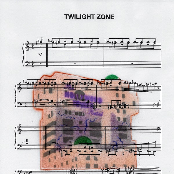 Tower Of Terror "The Twilight Zone Theme" Airbrushed Music Sheet Digital Art
