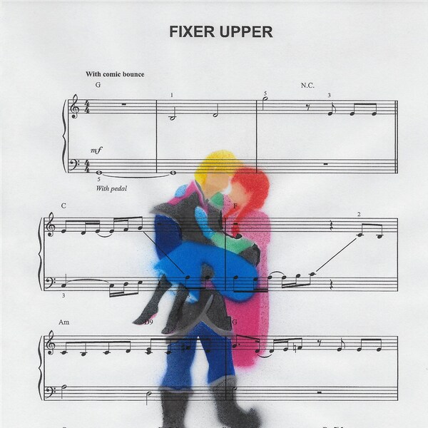 Frozen "Fixer Upper" Airbrushed Silhouette Love Song Music Sheet Silhouette Digital Art