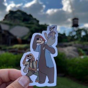 Handgezeichneter Splash Mountain Br&#39;er Statue Aufkleber