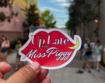 Hand Drawn Up Late with Miss Piggy Aufkleber