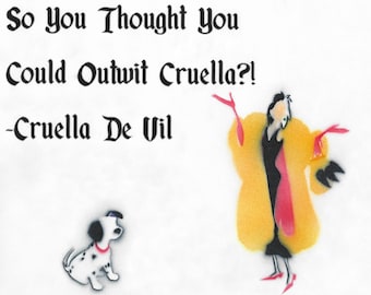 Villain Cruella De Vil Halloween Airbrushed Silhouette and Quote Digital Art