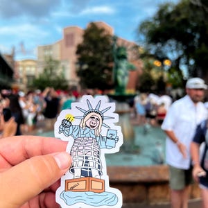 Hand Drawn Muppet Vision 3D Miss Piggy Statue of Liberty Sticker
