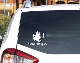 Disney White Rabbit &quot;Always Running Late&quot; Decal
