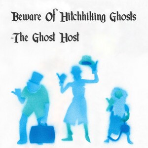 Villains Hitchhiking Ghosts Halloween Airbrushed Silhouette and Quote Art