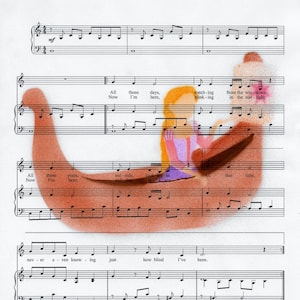 Tangled &quot;I See The Light&quot; Airbrushed Silhouette Music Sheet Digital Art