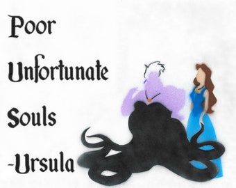 Skurk Halloween Ursula Airbrushed Silhuett Citat Digital Konst