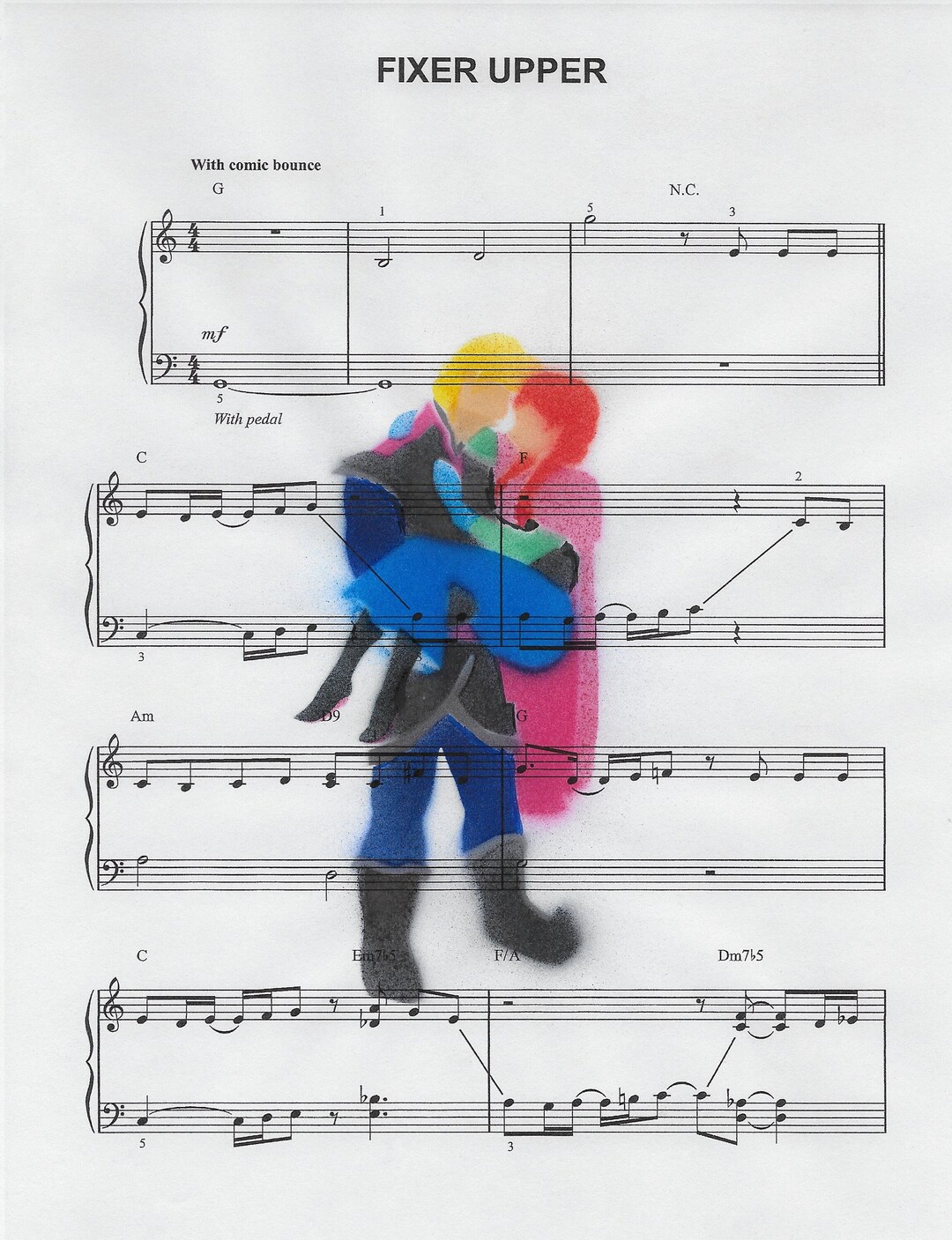 Frozen fixer Upper Airbrushed Silhouette Love Song Music Sheet