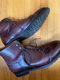 Handmade Brown Leather Lace-Up Ankle Boots – Rugged Lug Sole (Approx. Men’s Size 10)