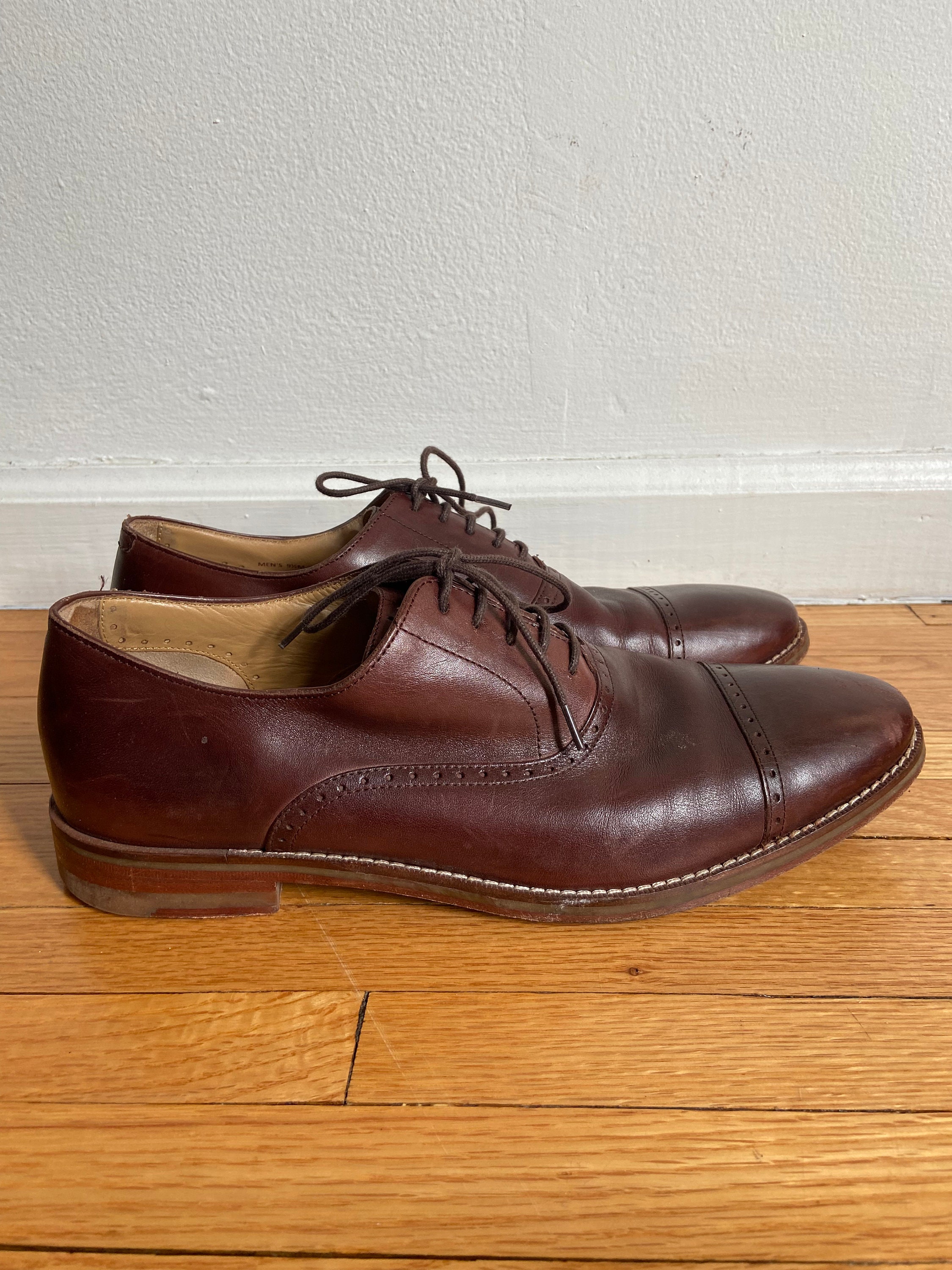  GALLERY SEVEN Dapper Mens Dress Shoes - Oxford Shoes Men -  Black Semi-Brogues - 10.5 D(M) US