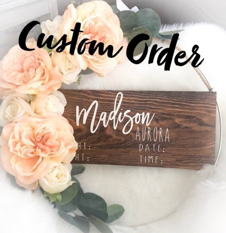 Custom Floral Hospital Door Hanger Baby Girl Etsy