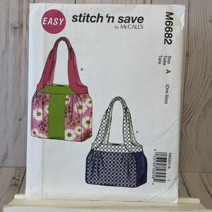 McCall&#39;s 6682 Sewing Pattern Easy Stitch N Save Lined Purse Bags Totes Bag NEW Uncut