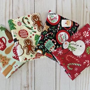 Fabric FQ Fat Quarter Set of 4 Christmas Kitchen Baking Gingerbread Cookies Quilt Cotton NEW