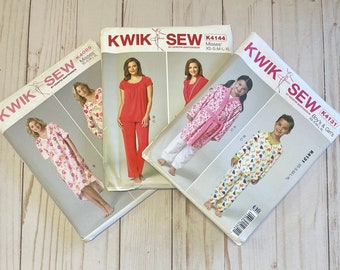 Kwik Sew DIY Family Pajamas PJ Sleepwear Assorted Sewing Pattern NEW Uncut