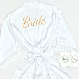 Bridal Robe, Wedding Robe, Silk Lace Robes, Bridesmaid Robes, Bride Robes, Custom Robes, Personalized Robes, Bridesmaid Gifts, Bridal Shower
