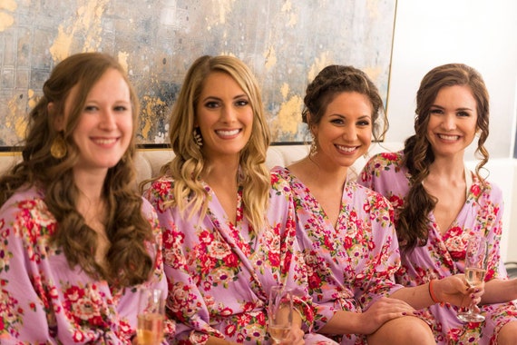 SET OF 2 Bridesmaid Robes, Cotton Robes, Floral Robes, Bridesmaid Robes, Bridal Robes, Custom Robes, Personalized Robes, Floral Bridal Robes