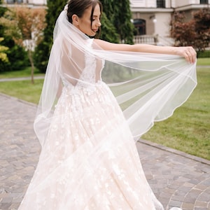 Pencil Edge Wedding Veil, Bridal Veil, Fingertip Veil, Waltz Veil, Chapel Veil, Cathedral Veil, Ivory Wedding Veil, Long Wedding Veil, Veils